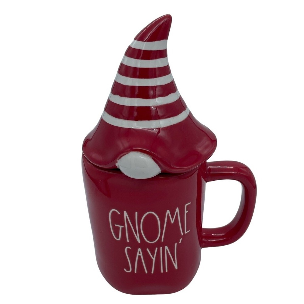 Rae‎ Dunn Collection "Gnome Sayin" Red 16 oz Mug with Topper